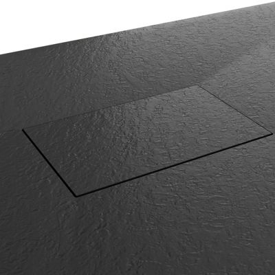 Receveur de douche BAYA extra-plat aspect pierre noir 90 x 160 cm + bonde