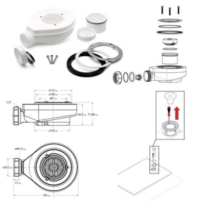 Receveur de douche BAYA extra-plat aspect pierre noir 90 x 160 cm + bonde