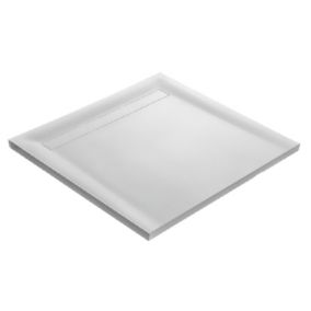 Receveur de douche blanc 100 x 100 cm en résine solid surface - grille caniveau