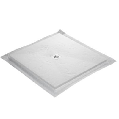 Receveur de douche blanc 100 x 100 cm ultra léger en résine aspect ardoise - grille carrée