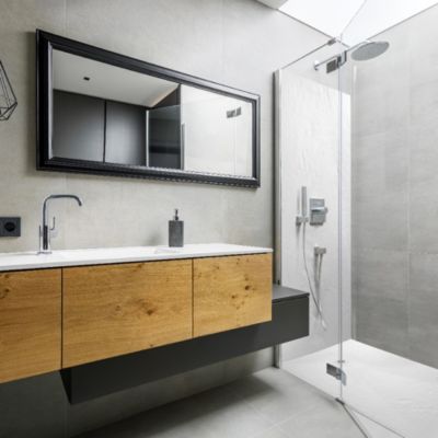 Receveur de douche blanc 100 x 100 cm ultra léger en résine aspect ardoise - grille carrée