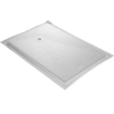 Receveur de douche blanc 100 x 80 cm en résine aspect ardoise - grille carrée