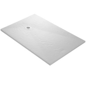 Receveur de douche blanc 120 x 90 cm en résine aspect ardoise - grille carrée