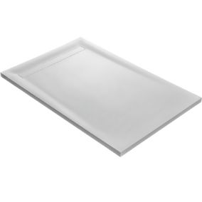 Receveur de douche blanc 120 x 90 cm en résine solid surface - grille caniveau