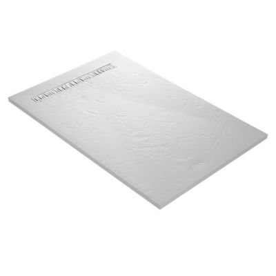 Receveur de douche blanc 140 x 90 cm haute densité aspect ardoise - grille caniveau
