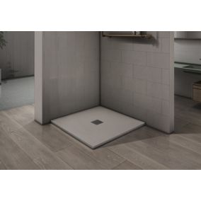 Receveur de douche blanc  80x80 surface ardoisée antidérapante  avec bonde et grille en inox