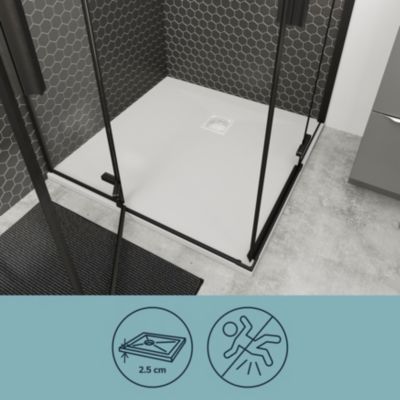 Receveur de douche blanc en résine L.90 x l.90 cm, Douro GoodHome