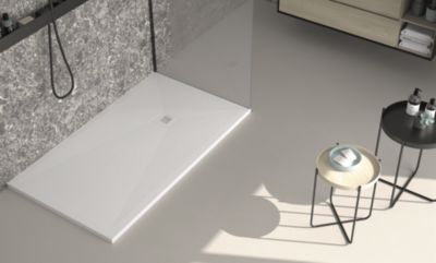 Receveur de douche blanc finition ardoise Stone Plus, grille de couleur - 210 x 100 cm