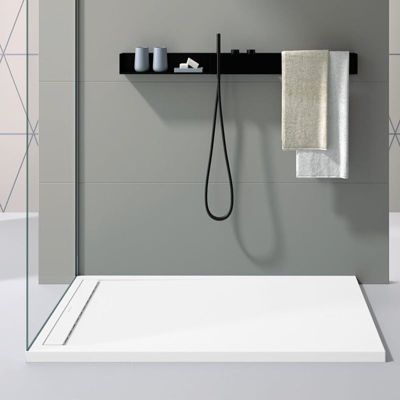 Receveur de douche Blanc, finition Lisse Stone SMART, grille de couleur - 160 x 90 cm