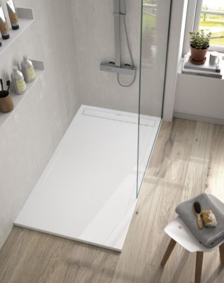Receveur de douche Blanc, finition Lisse Stone SMART, grille de couleur - 160 x 90 cm