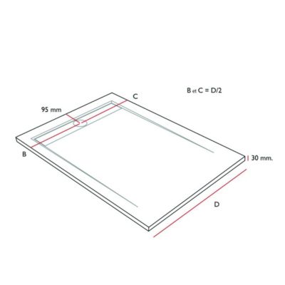 Receveur de douche Blanc, finition Lisse Stone SMART, grille de couleur - 160 x 90 cm