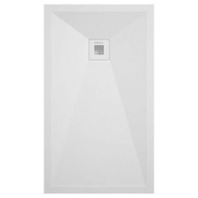 Receveur de douche blanc lisse Stone Plus, grille de couleur - 90 x 80 cm