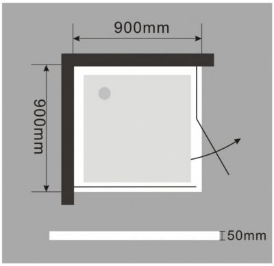 Receveur de douche carré, 90 x 90 cm et système d'évacuation