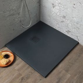 Receveur De Douche Carré 90X90 En Résine Gris Anthracite Avec Bonde Muse
