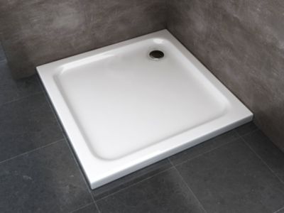 Receveur de douche carré surbaissé en Abs avec bonde inclus H. 5 cm - 80 x 80