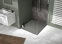 Receveur de douche carré 90x90cm, gris mat effet pierre, Allibert Mooneo