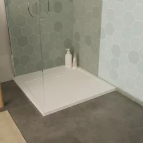 Receveur de douche carré en béton, 80 x 80 cm, blanc, Homesight