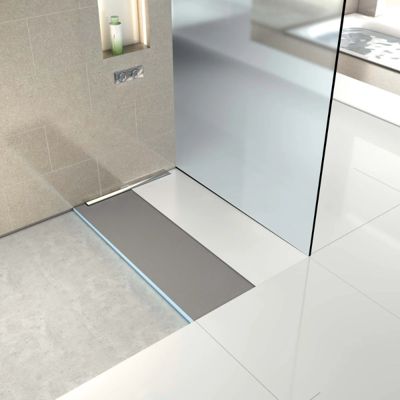 Receveur de douche à carreler 120 x 120 cm WEDI Fundo Riolito Neo avec écoulement vertical + barrette de finition 70 cm