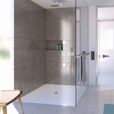 Receveur de douche à carreler 120 x 120 WEDI Fundo Primo carré écoulement centrée + bonde horizontale