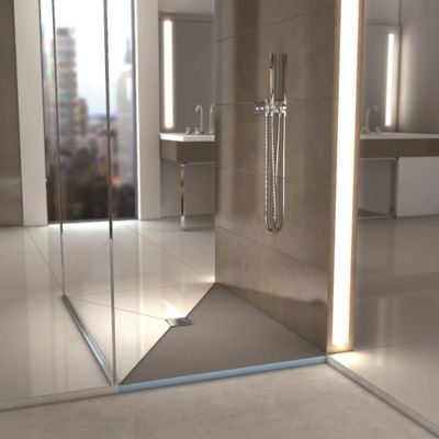 Receveur de douche à carreler 120 x 120 WEDI Fundo Primo carré écoulement centrée + bonde horizontale