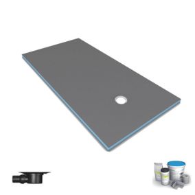 Receveur de douche à carreler 120 x 90 WEDI Fundo Primo rectangle écoulement excentré + bonde horizontale + kit d'étanchéité