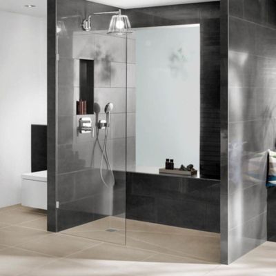 Receveur de douche à carreler 120 x 90 WEDI Fundo Primo rectangle écoulement excentré + bonde horizontale + kit d'étanchéité