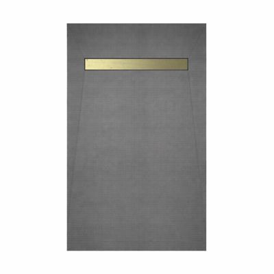 Receveur de douche à carreler 120x90 cm avec bonde écoulement linéaire - Grille finition or brossé