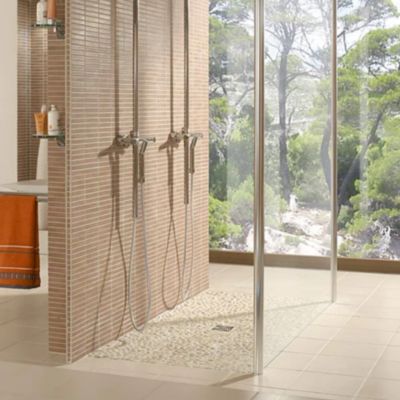 Receveur de douche à carreler 140 x 100 WEDI Fundo Primo écoulement centré + bonde horizontale + kit d'étanchéité + colle 320