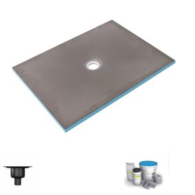 Receveur de douche à carreler 140 x 100 WEDI Fundo Primo rectangle écoulement centré + bonde verticale + kit d'étanchéité