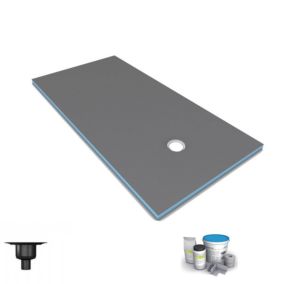 Receveur de douche à carreler 140 x 90 WEDI Fundo Primo rectangle écoulement excentré + bonde verticale + kit d'étanchéité