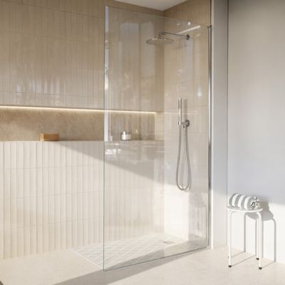 Receveur de douche à carreler 140x80 cm avec bonde à sortie Horizontale - Grille finition chrome