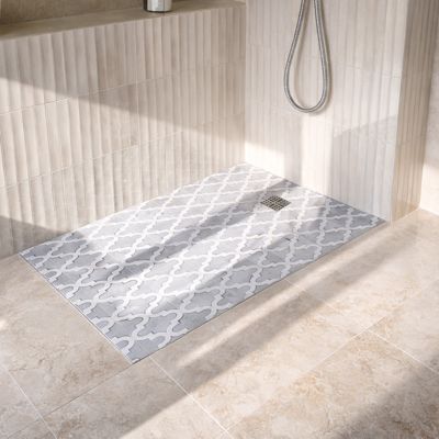 Receveur de douche à carreler 140x80 cm avec bonde à sortie Horizontale - Grille finition chrome