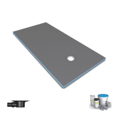 Receveur de douche à carreler 160 x 100 WEDI Fundo Primo rectangle écoulement excentré + bonde horizontale + kit d'étanchéité