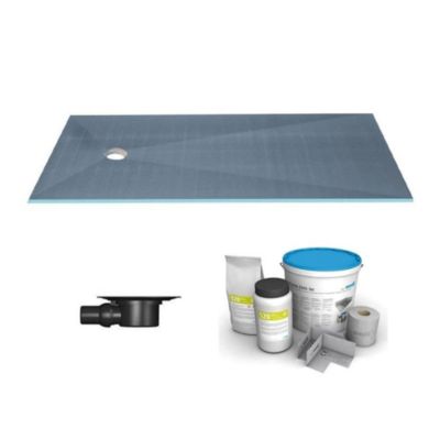 Receveur de douche à carreler 180 x 90 WEDI Fundo Primo rectangle écoulement excentré + bonde horizontale + kit d'étanchéité