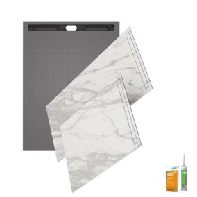 Receveur de douche à carreler 180 x 90 WEDI Fundo Riolito Neo + revêtement Top marble white + colle