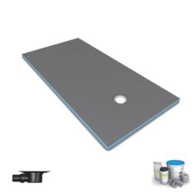 Receveur de douche à carreler 200 x 100 WEDI Fundo Primo rectangle écoulement excentré + bonde horizontale + kit d'étanchéité