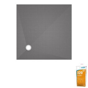 Receveur de douche à carreler 90 x 90 WEDI Fundo Primo carré écoulement excentré + colle 320