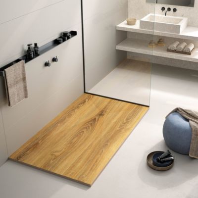 Receveur de douche Chêne, finition Lisse Stone 3D, grille de couleur - 130 x 90 cm