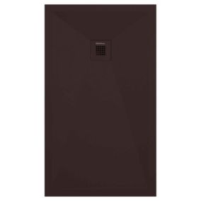 Receveur de douche chocolat lisse Stone Plus, grille de couleur - 160 x 90 cm