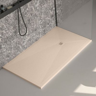 Receveur de douche crème ardoise Stone Plus, grille de couleur - 140 x 80 cm