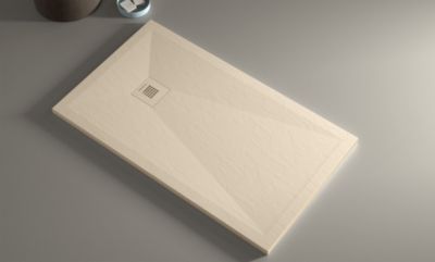Receveur de douche crème ardoise Stone Plus, grille de couleur - 140 x 80 cm
