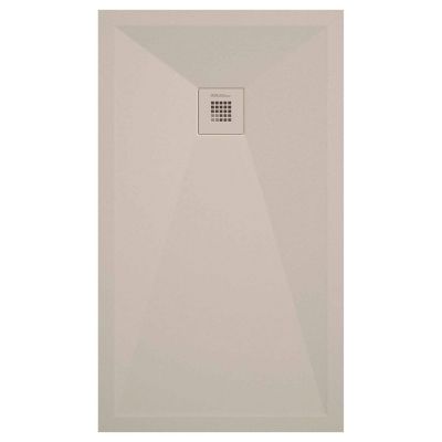 Receveur de douche crème lisse Stone Plus, grille de couleur - 110 x 90 cm