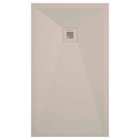 Receveur de douche crème lisse Stone Plus, grille de couleur - 110 x 90 cm