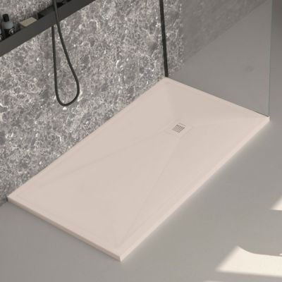 Receveur de douche crème lisse Stone Plus, grille de couleur - 120 x 80 cm