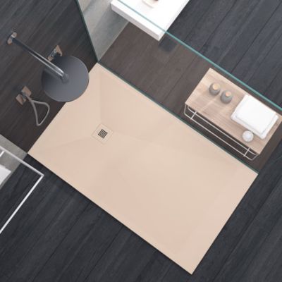 Receveur de douche crème lisse Stone Plus, grille de couleur - 120 x 80 cm