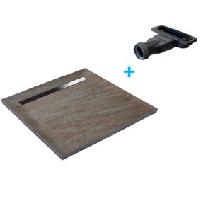 Receveur de douche cuivre 90 x 90 cm en pierre naturelle - grille caniveau