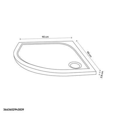 Receveur de douche d'angle à poser 90 x 90 cm, résine, blanc, GoodHome Limski