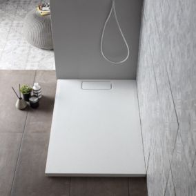 Receveur de douche d'angle ultra fin 80x100 cm en rÉsine blanc mat - mart