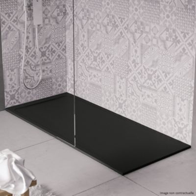 Receveur de douche en pierre naturelle extra plat à poser 70x140cm - noir - ORIGINE