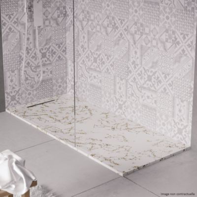 Receveur de douche en pierre naturelle extra plat à poser 70x150cm - blanc marbre - ORIGINE
